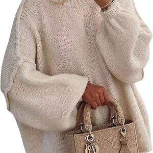 Chic X-Large Crewneck Fall Sweater - Soft Chunky Knit Pullover for Women